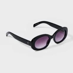 Women's Plastic Oval Sunglasses - A New Day™ Black: UV Protection, Impact-Resistant, Recycled Frame
