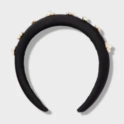 Satin Pearl And Stone Embellishment Padded Headband - A New Day™ Black -A NEW DAY Shop GUEST adc74e65 3abe 4e89 b12b 2a180a99674f