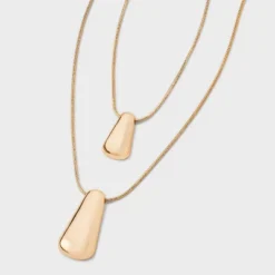 Rectangle Pendant Multi-Strand Necklace - A New Day™ Gold: Brass Cord With Lobster Claw Clasp, 20" Length, 3" Extender -A NEW DAY Shop GUEST aee5eaba e402 4ae7 9958 c1eb868b692a