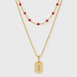 14K Gold Dipped Beaded Initial Necklace Set 2pc - A New Day™ Gold/Marron -A NEW DAY Shop GUEST af13ae55 b8c8 480f 815b f4cce108b6fe