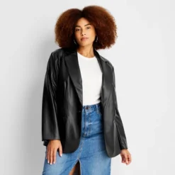 Women's Relaxed Fit Faux Leather Blazer - A New Day™ -A NEW DAY Shop GUEST b214c4ac ddfc 4e35 9b9c c5fbac5dccf6