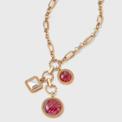 Cabochon Triple Drop Chain Necklace - A New Day™ Gold/Burgundy -A NEW DAY Shop GUEST b25c375f 67c7 42bd b243 c498c9e612f9