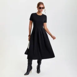 Women's Short Sleeve Midi A-Line Dress - A New Day™ Black -A NEW DAY Shop GUEST b5d88266 9729 4391 90f9 be9924a78a04