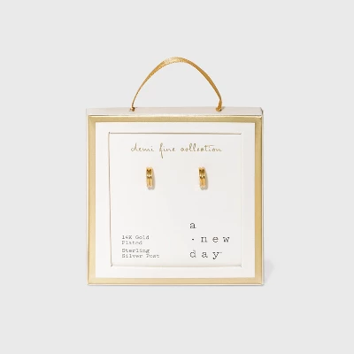 14K Gold Plated Ridge Hoop Earrings - A New Day™ 5 14K Gold Plated Ridge Hoop Earrings - A New Day™ - Image 3