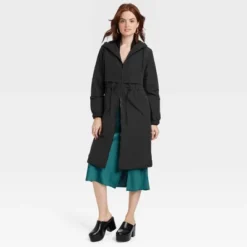 Women's Relaxed Fit Trench Rain Coat - A New Day™ Black -A NEW DAY Shop GUEST ba8ebe9f 57f2 4362 947c dabbccf26ab1