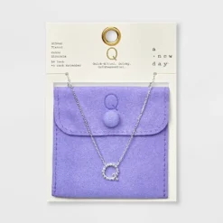 Silver Plated Cubic Zirconia Initial Pendant Necklace - A New Day™ Silver -A NEW DAY Shop GUEST bbca1620 2c1e 412f 9024 273202a9c69b