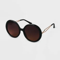 Women's Oversized Round Sunglasses - A New Day™ Black