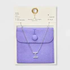 Silver Plated Cubic Zirconia Initial Pendant Necklace - A New Day™ Silver -A NEW DAY Shop GUEST bd8080d8 5109 4b5d a921 fc04e1fd89a3