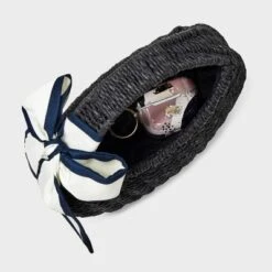 Straw Mini Bag With Bow - A New Day™ Black: Woven Paper Straw, Structured Shoulder Handbag, Single Handle, Solid Pattern -A NEW DAY Shop GUEST bef27bac 236d 485f 8f72 6c5e6107ff38