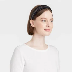 Faux Leather Headband - A New Day™ Black/Gold