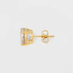 14K Gold Plated Cubic Zirconia Duo Stud Earring Set 2pc - A New Dayâ„¢ Gold