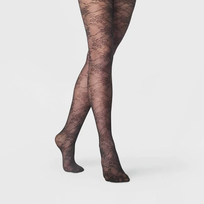 Women's Floral Vine Mesh Tights - A New Day™ Black 4 Women's Floral Vine Mesh Tights - A New Day™ Black - Image 2