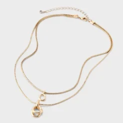 Interlock Circle Pendant Multi-Strand Necklace - A New Day™ Gold: Nickel-Free Metal, Lobster Claw Clasp -A NEW DAY Shop GUEST c64f344c 4ee4 4058 9bcf 34a1c61254e9