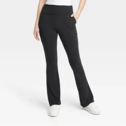 Women's Fold Over Waistband Flare Leggings With Pockets - A New Day™ Black -A NEW DAY Shop GUEST c763fe82 7383 4f02 9064 4ca92c8d466d