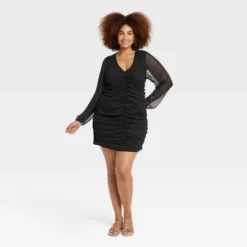 Women's Long Sleeve Ruched Front Bodycon Dress - A New Day™ -A NEW DAY Shop GUEST c7c55460 15e0 4daa ac71 29ec3dbeb8a8