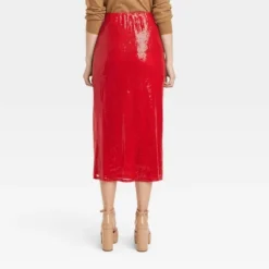 Women's Sequin A-Line Midi Skirt - A New Day™ Red