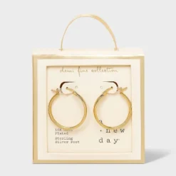 14k Gold Plated Cubic Zirconia Brass Polished Click Top Hoop Earrings - A New Day™ Gold: Sterling Silver, Nickel-Free, 1.036" Length -A NEW DAY Shop GUEST cd3fd6b8 8c78 46b2 8f4d d7f93047ca51