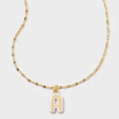 14K Gold Dipped Enamel Initial Pendant Necklace - A New Day™ Gold/White -A NEW DAY Shop GUEST cee5d275 10db 43f2 b6ed 44a490b0c59f