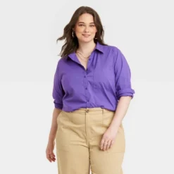 Women's Long Sleeve Relaxed Fit Button-Down Boyfriend Shirt - A New Day™ -A NEW DAY Shop GUEST cef96384 283c 4161 b962 3b995cc905e0