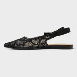 Women's London Lace Sling Back Bow Flats - A New Day™