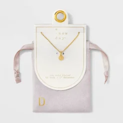 14K Gold Plated Round Initial Pendant Necklace - A New Day™ -A NEW DAY Shop GUEST d501c136 9a72 4f21 a566 accb1eab13f9