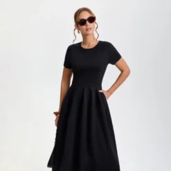 Women's Short Sleeve Midi A-Line Dress - A New Day™ Black -A NEW DAY Shop GUEST d7c29abd 7643 48dc a09f f564a4bb2c10