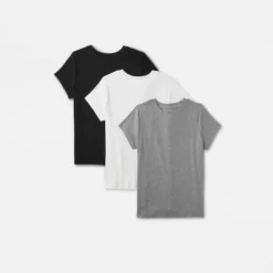 Women's Short Sleeve Ribbed 3pk Bundle T-Shirt - A New Day™ Black/White/Gray -A NEW DAY Shop GUEST d8eed7ac c091 4138 809c 7b41c2db76ed