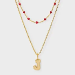 14K Gold Dipped Beaded Initial Necklace Set 2pc - A New Day™ Gold/Marron -A NEW DAY Shop GUEST da3d7899 fde1 4d0b b176 40daef4efd5b