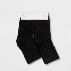 Women's 6pk Mary Jane Fold Over Cuff Crew Socks - A New Day™ Black 4-10