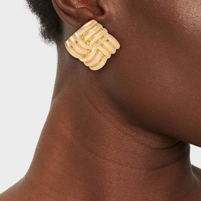 Woven Ribbed Square Post Earrings - A New Day™ Gold 3 Woven Ribbed Square Post Earrings - A New Day™ Gold
