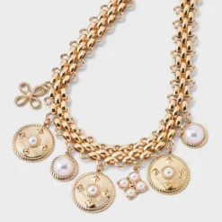 Pearl Charm And Coin Multilink Chain Necklace - A New Day™ Gold -A NEW DAY Shop GUEST e3e271a1 42b0 4735 863c 3aca5c9fbc01