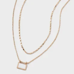 Gold Mop Rectangle 2 Row Necklace - A New Day™ Gold: Nickel-Free Metal, Lobster Claw Clasp, Multi-Strand Design, 16" Length -A NEW DAY Shop GUEST e62ce774 0578 4005 904d 76ac52f93443