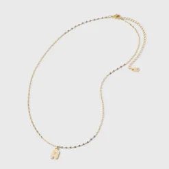 14K Gold Dipped Enamel Initial Pendant Necklace - A New Dayâ„¢ Gold/White