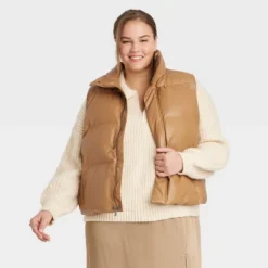 Women's Faux Leather Puffer Vest - A New Day™ -A NEW DAY Shop GUEST e8dc86fb 62a9 4107 a775 49633e86f83e