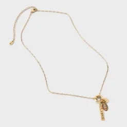 14K Gold Dipped Cubic Zirconia Football Heart And Gameday Charm Necklace - A New Dayâ„¢ Gold