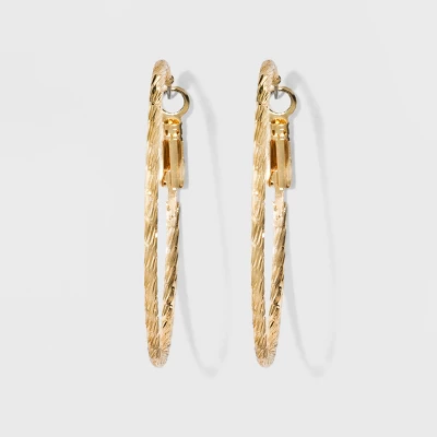 Textured Hoop Earrings - A New Day™ Gold: Leverback, Nickel-Free Metal, 1.75" Diameter 5 Textured Hoop Earrings - A New Day™ Gold: Leverback, Nickel-Free Metal, 1.75" Diameter - Image 3