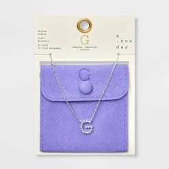 Silver Plated Cubic Zirconia Initial Pendant Necklace - A New Day™ Silver -A NEW DAY Shop GUEST efd8961d 02c9 4644 a7c5 a4a339bbeb71