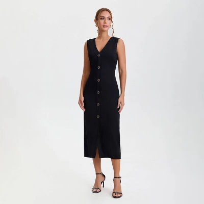 Women's Fitted Knit Maxi Bodycon Dress - A New Day™ Black 4 Women's Fitted Knit Maxi Bodycon Dress - A New Day™ Black - Image 2