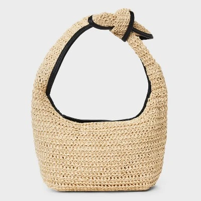Straw Mini Bow Bag Clutch - A New Day™ Beige: Woven Paper Handbag, Single Handle, Unstructured Design 6 Straw Mini Bow Bag Clutch - A New Day™ Beige: Woven Paper Handbag, Single Handle, Unstructured Design - Image 4