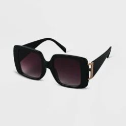 Women's Retro Square Sunglasses - A New Day™ Black