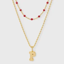 14K Gold Dipped Beaded Initial Necklace Set 2pc - A New Day™ Gold/Marron -A NEW DAY Shop GUEST f7c17537 eb55 4844 a633 ee57265bfb0d