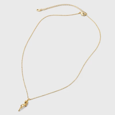 14K Gold Plated Rose Pendant Necklace - A New Day™: Brass, Cubic Zirconia, 16" Length, Lobster Claw Clasp 4 14K Gold Plated Rose Pendant Necklace - A New Day™: Brass, Cubic Zirconia, 16" Length, Lobster Claw Clasp - Image 2