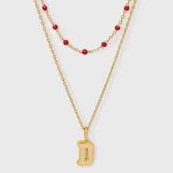 14K Gold Dipped Beaded Initial Necklace Set 2pc - A New Day™ Gold/Marron -A NEW DAY Shop GUEST fa62a7b4 5167 4b43 9439 3580f3fd1da1