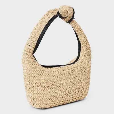 Straw Mini Bow Bag Clutch - A New Day™ Beige: Woven Paper Handbag, Single Handle, Unstructured Design 4 Straw Mini Bow Bag Clutch - A New Day™ Beige: Woven Paper Handbag, Single Handle, Unstructured Design - Image 2