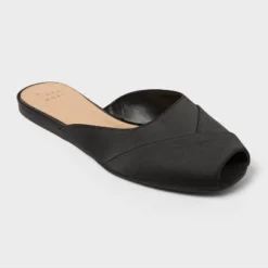 Women's Trina Satin Peep Toe Mule Flats - A New Day™ Black -A NEW DAY Shop GUEST fc1133db 3cdc 48f5 b2cc ffd7616e4075