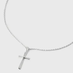 Sterling Silver Solid Cross Necklace - A New Day™ Silver: 16" Pendant With Spring Ring Clasp -A NEW DAY Shop GUEST fe43be00 b510 421e a9c5 b3e422d5a416