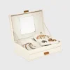 Two Drawer Organizer Jewelry Box - A New Day™ Cream: Polyurethane Storage With Divided Tray, Mirror, Rectangle Shape